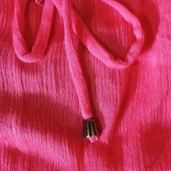 NEW Boho romantic cottage prairie lace embroidered gauzy crop pink large - Picture 6 of 9